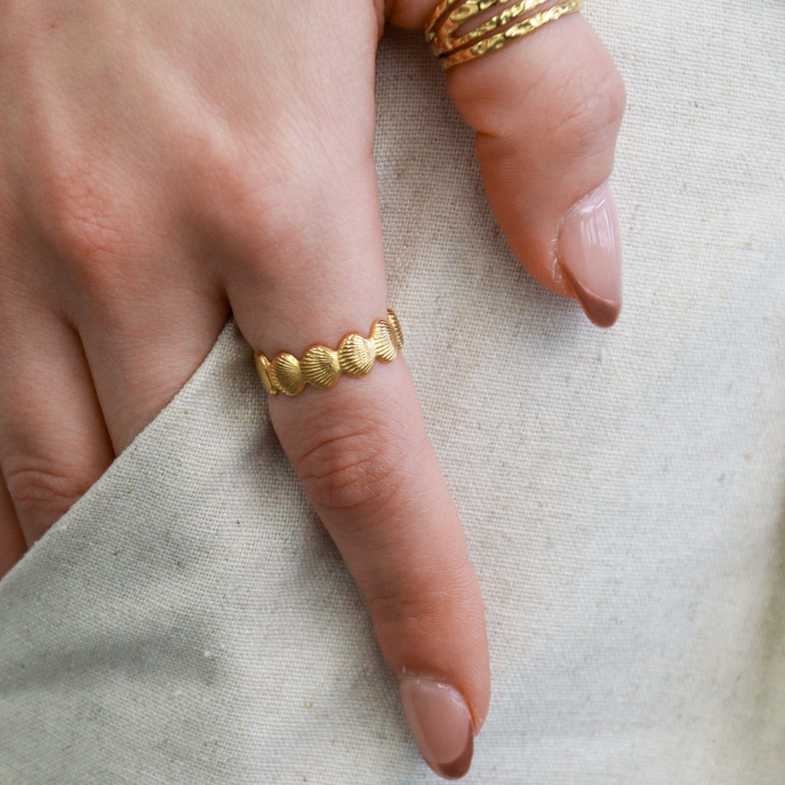 Bali | Gold Plated Shell Adjustable Ring