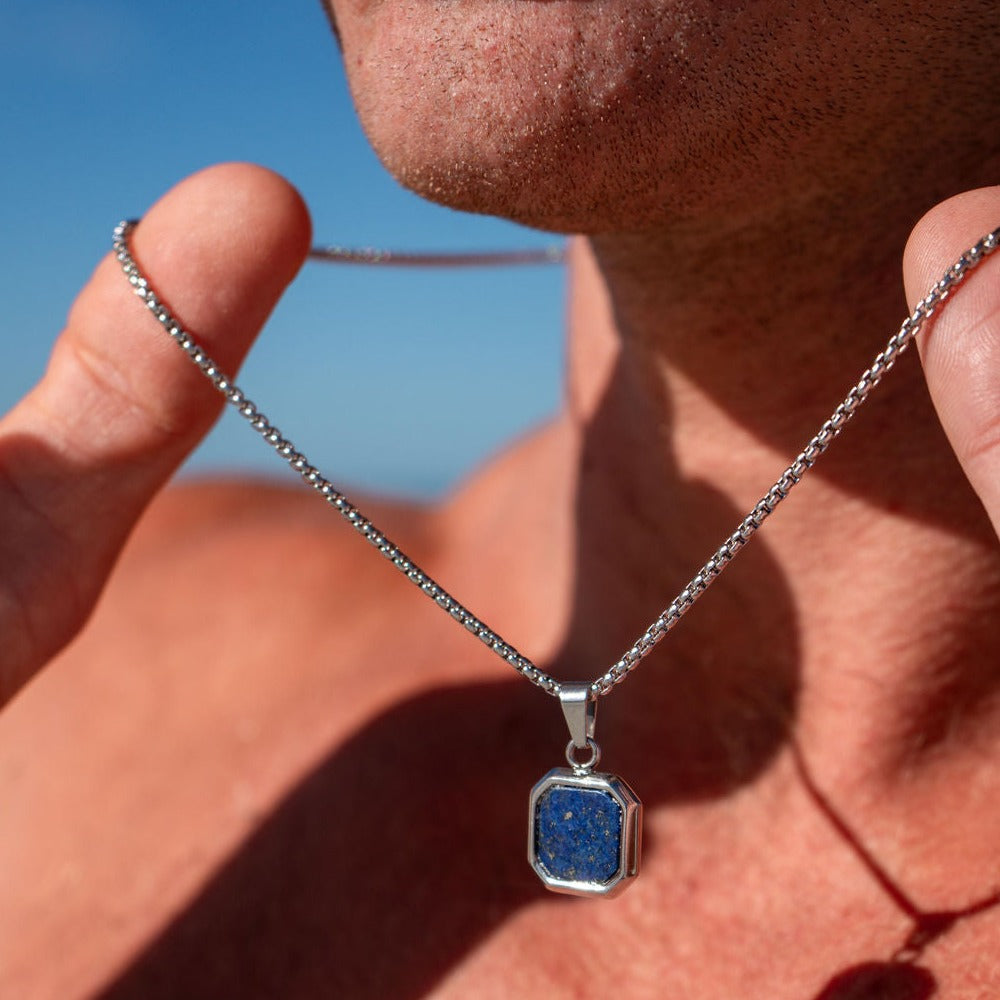 Lapis Lazuli Stainless Steel Pendant Necklace