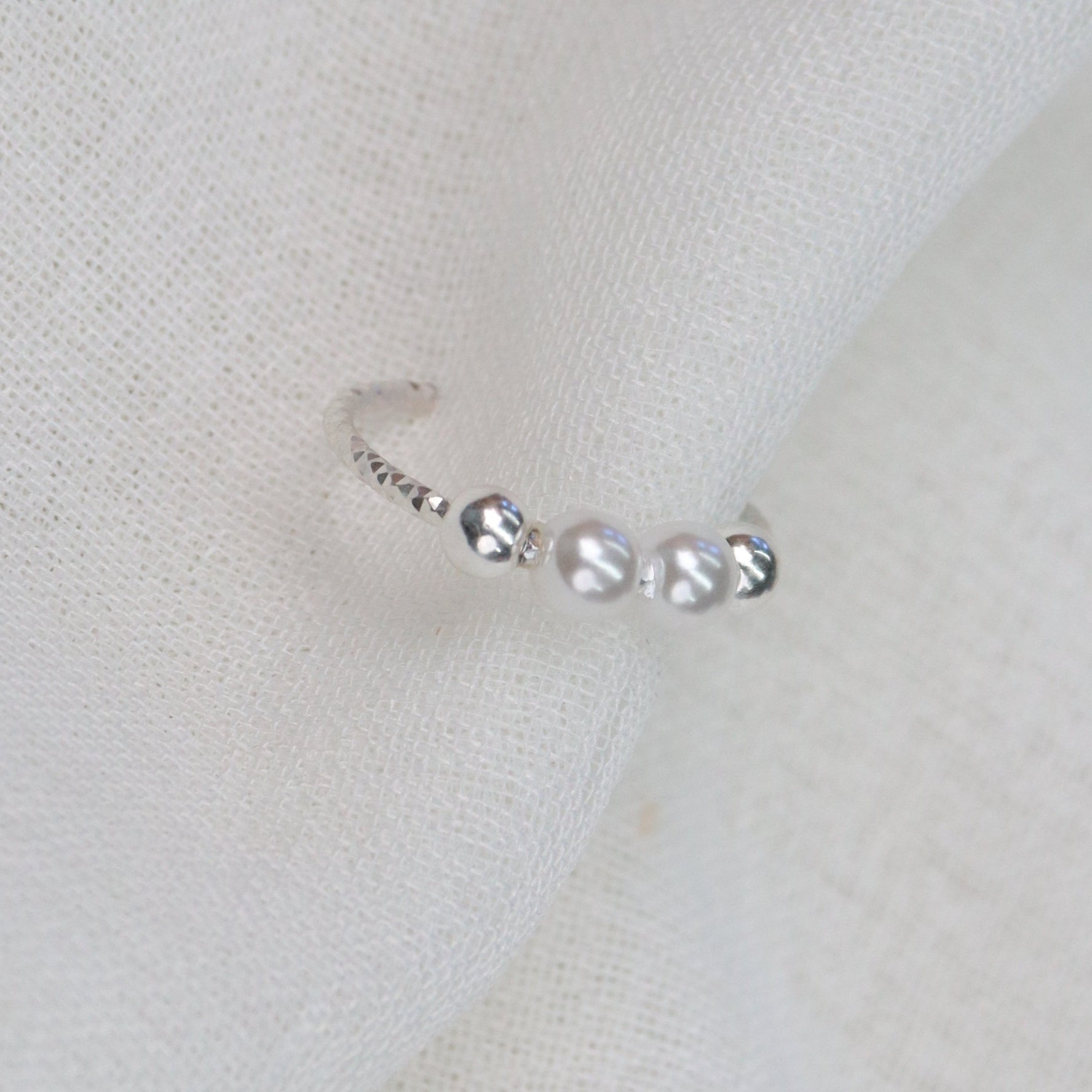 Bruny |Sterling Silver Pearl Adjustable Ring