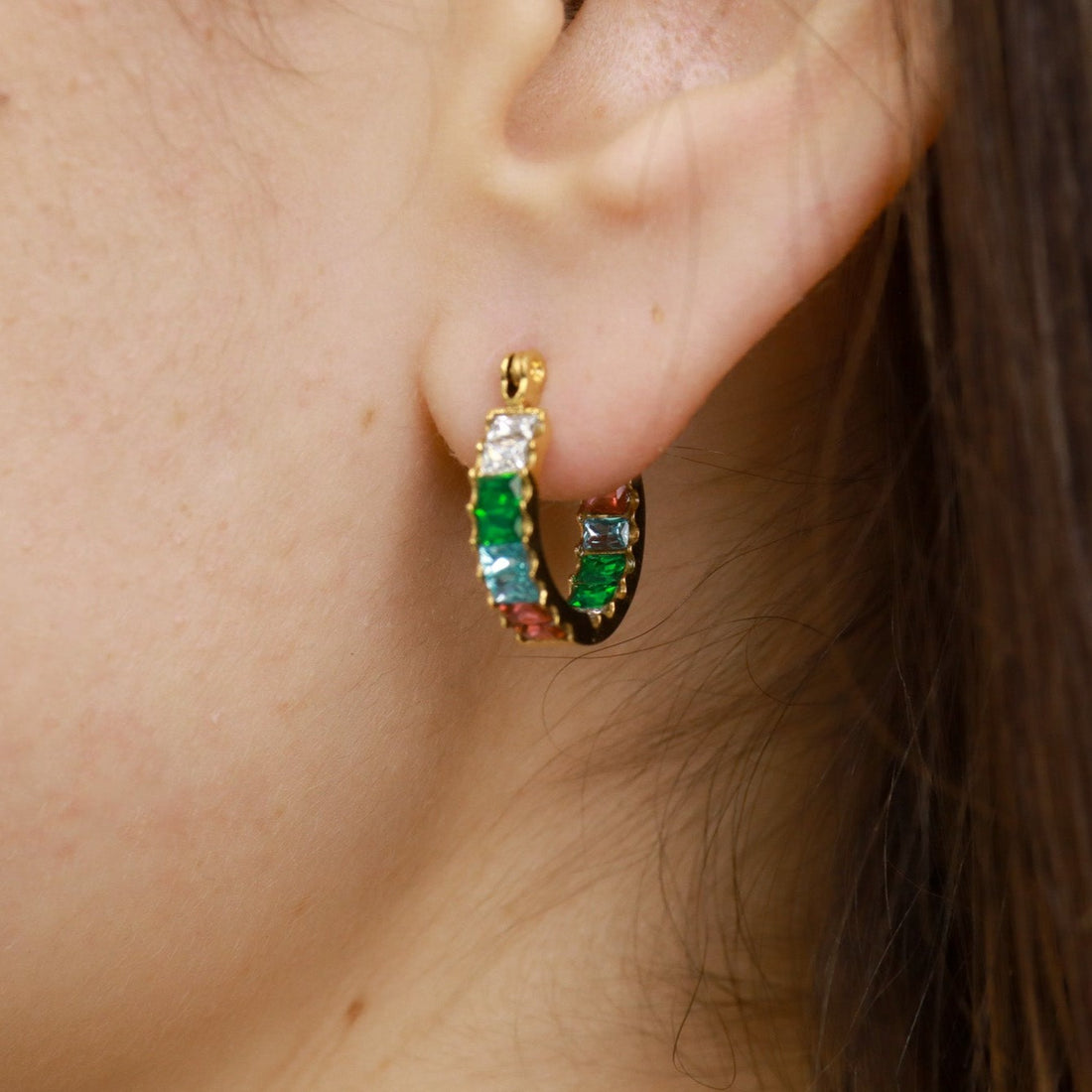 Caraboa | 18K Gold Rainbow Cubic Zirconia Earrings - Boheme Life Collection