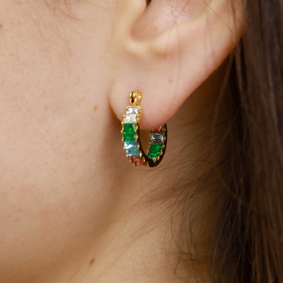 Caraboa | 18K Gold Rainbow Cubic Zirconia Earrings - Boheme Life Collection