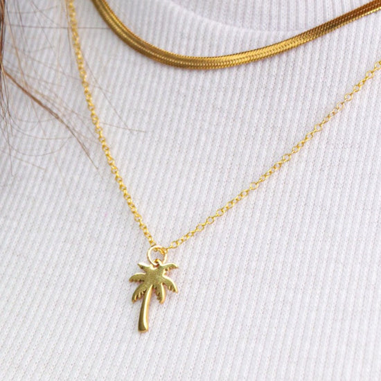 Coco | Coconut Palm Tree 18K Gold Plated or Stainless Steel Pendant Chain - Boheme Life Collection