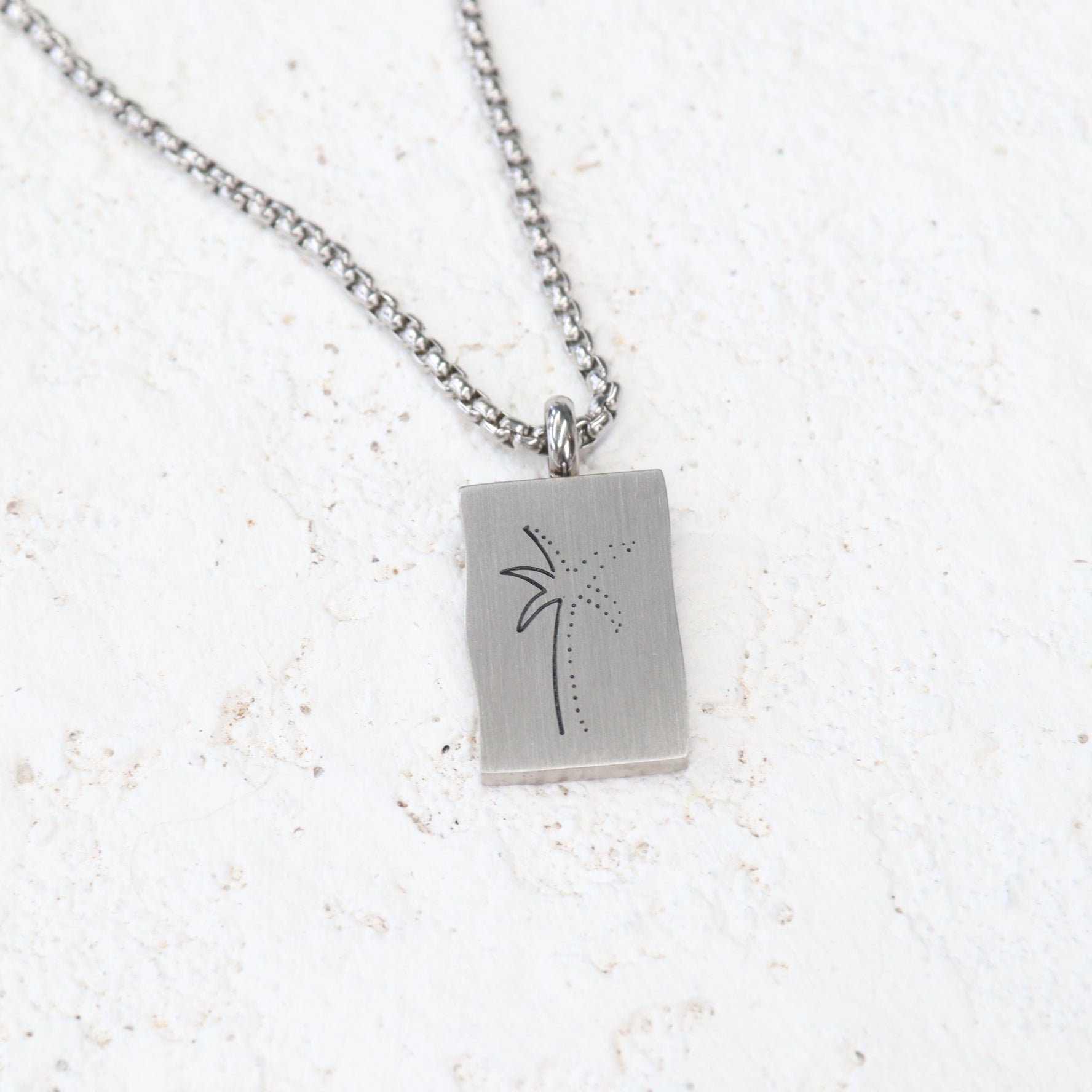 Palm Tree Stainless Steel Pendant Necklace
