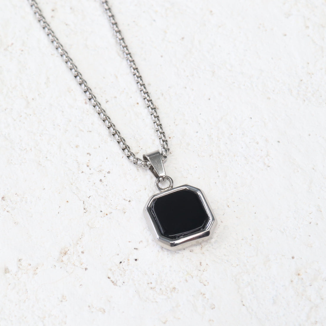 Onyx Stainless Steel Pendant Necklace