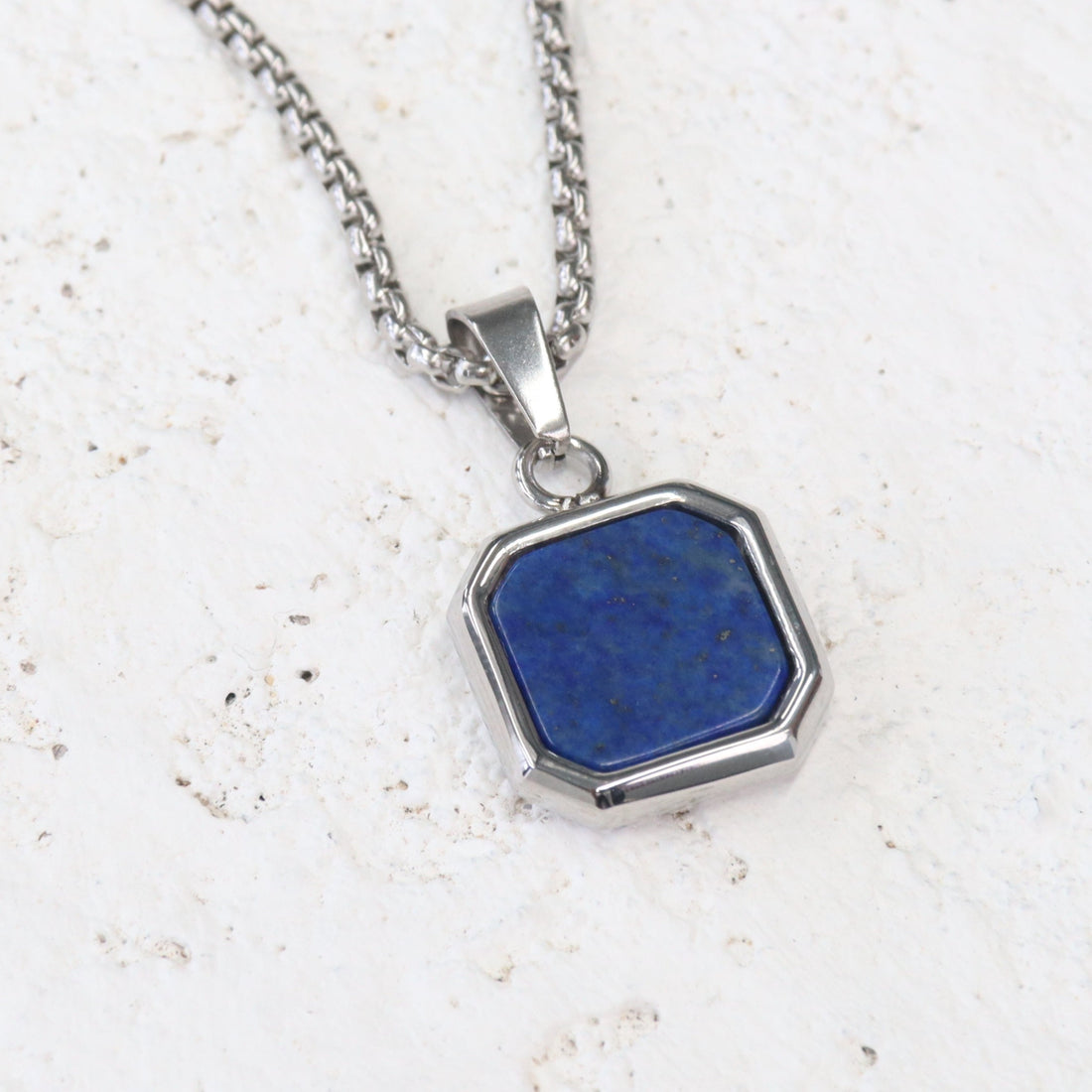 Lapis Lazuli Stainless Steel Pendant Necklace