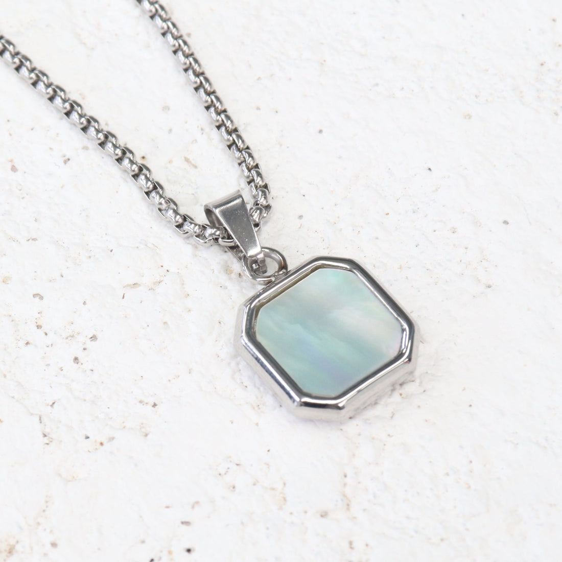 Mother of Pearl Stainless Steel Pendant Necklace