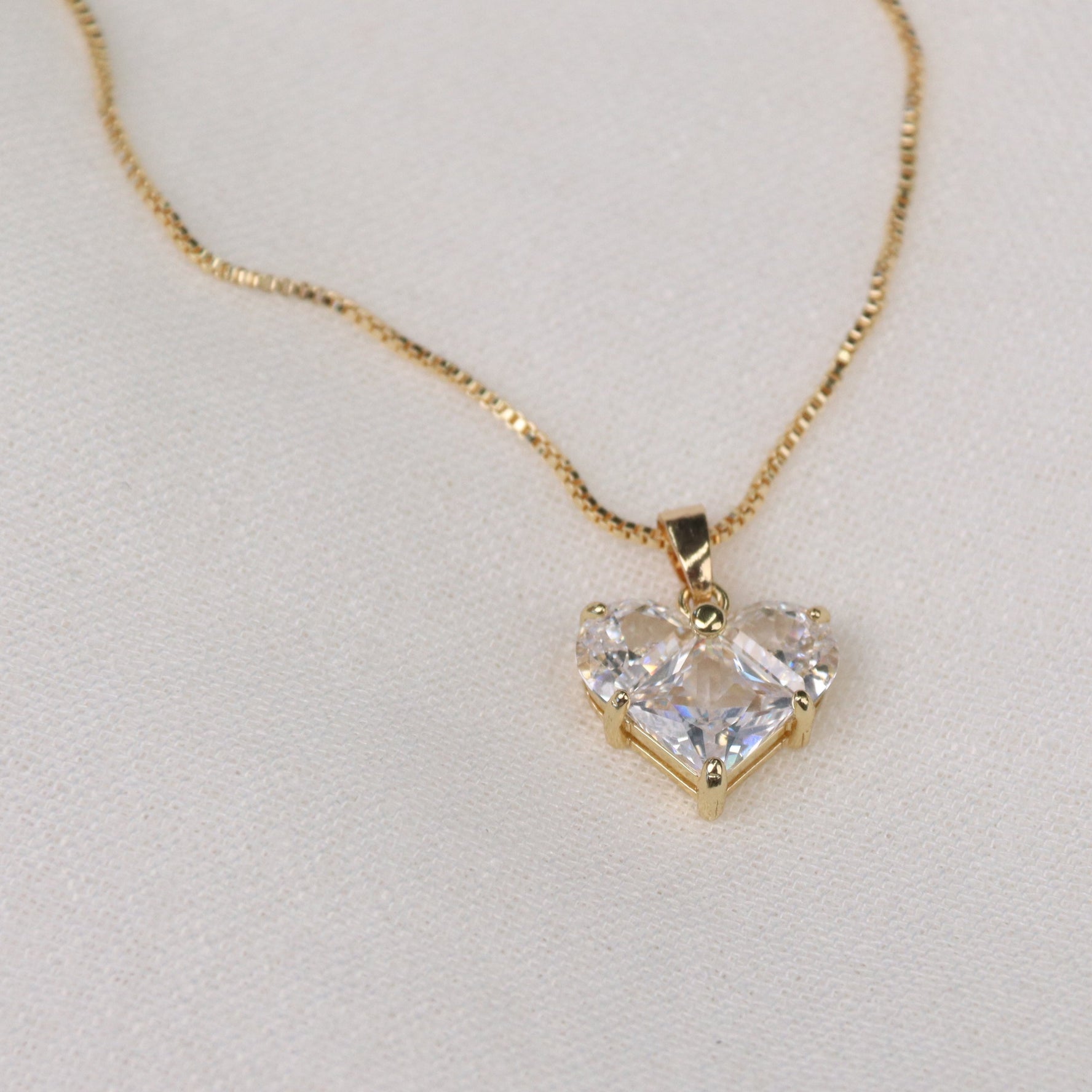 Juliet | Gold & Cubic Zirconia Heart Necklace