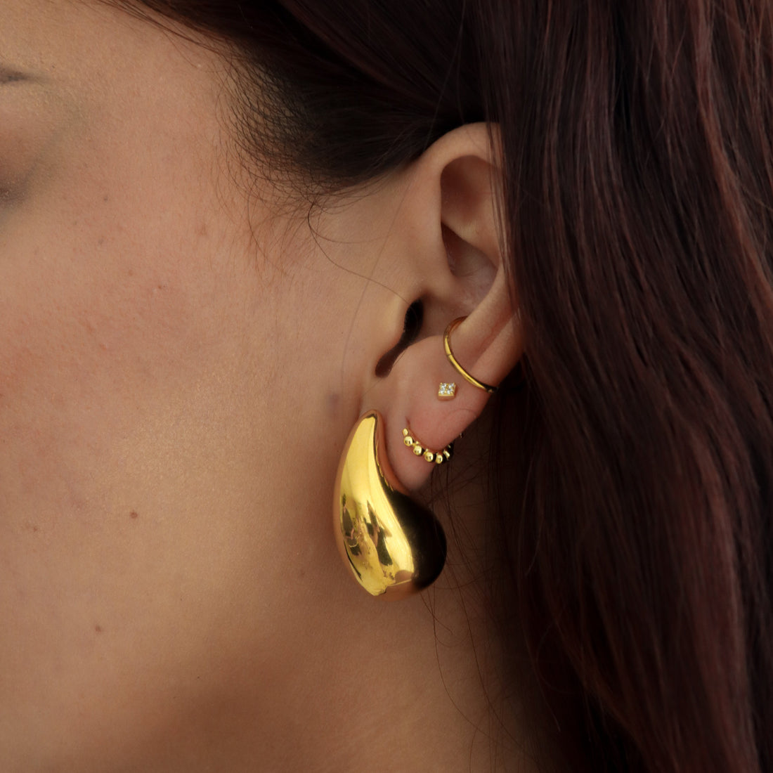 Pha | Gold Plated Bubble Drop Statement Earrings