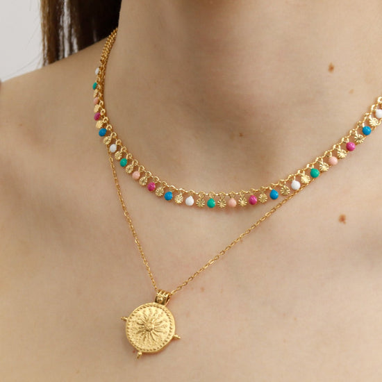 Phai | 18k gold plated Sunburst Pendant Necklace - Boheme Life Collection