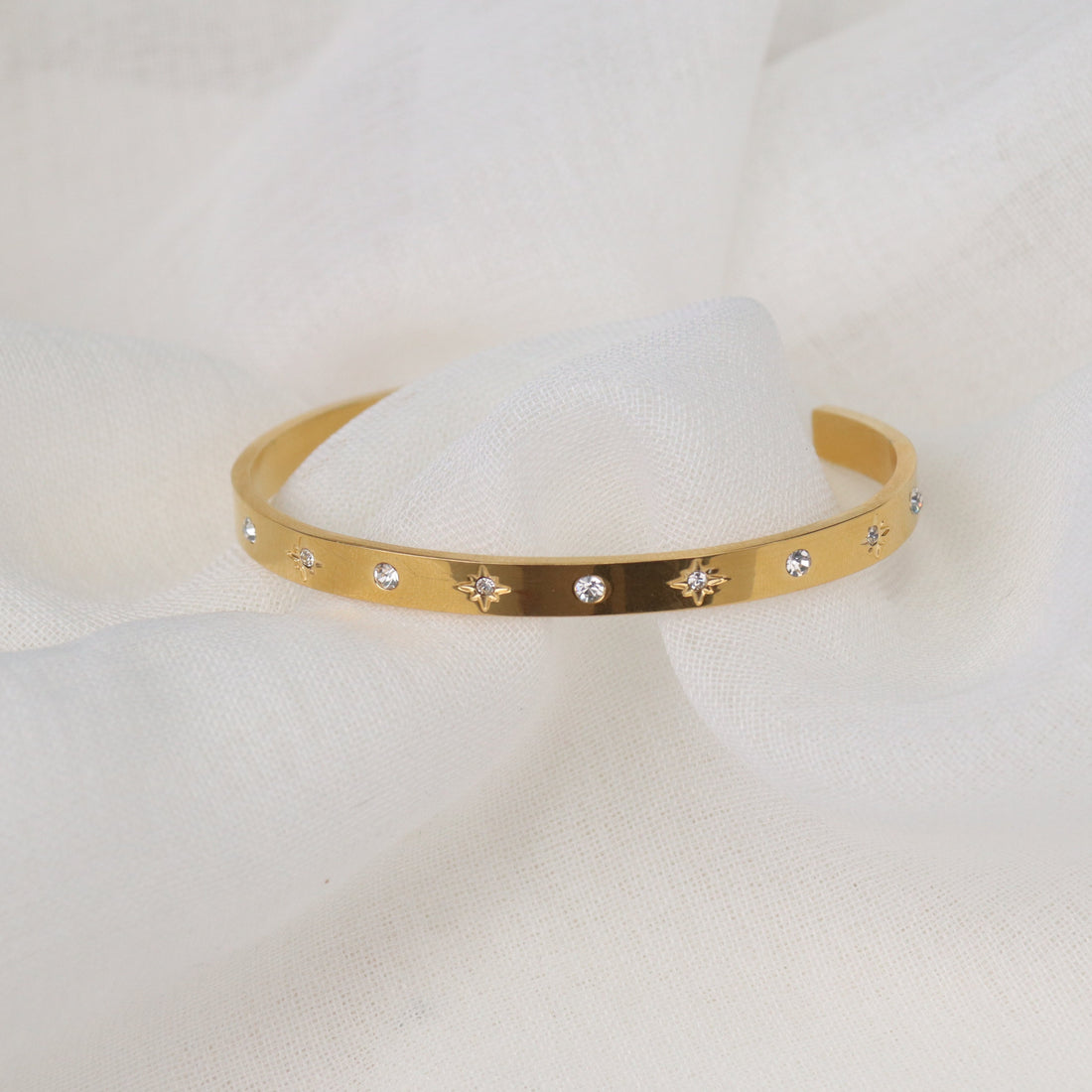 Sandy | Stainless Steel 18K Gold Plated Cuff Bangle