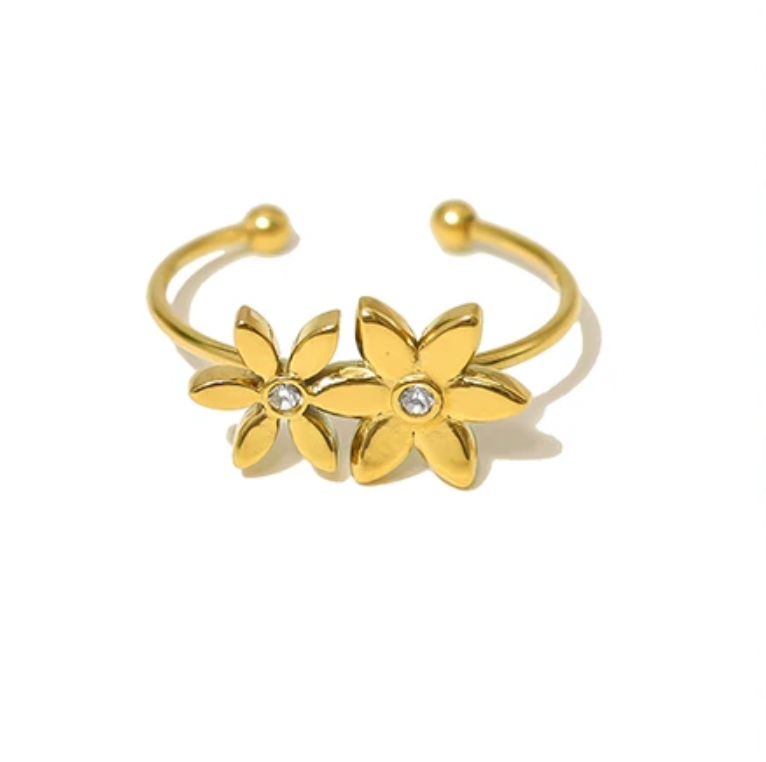 Mary | Gold Plated Daisy Adjustable Ring