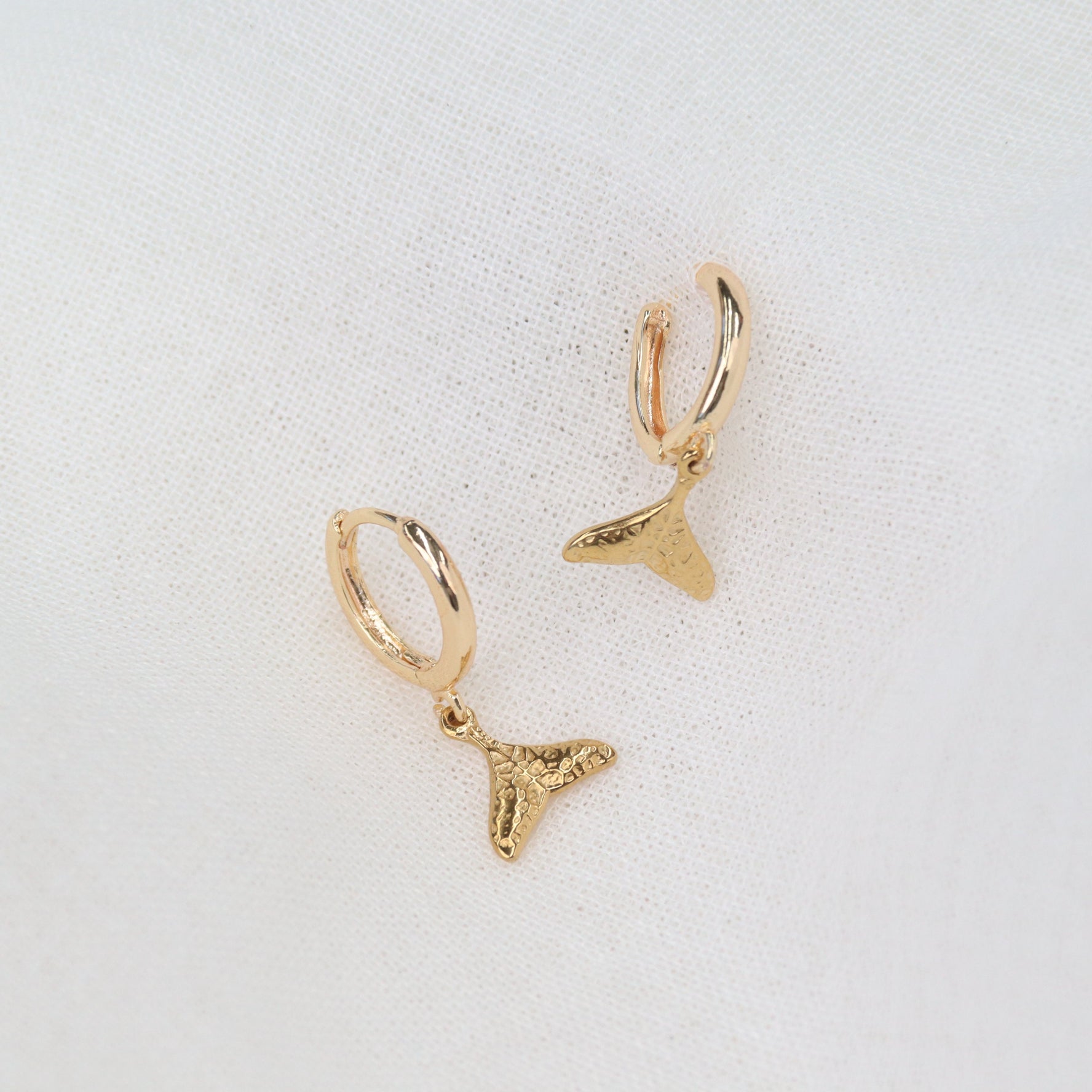 Sipadam | Textured Gold Plating or Stainless Steel Whale Tail Earrings