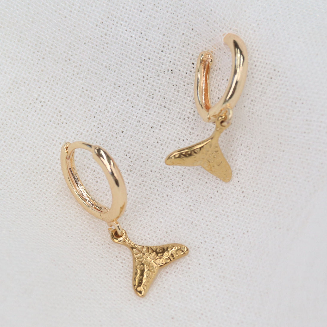 Sipadam | Textured Gold Plating or Stainless Steel Whale Tail Earrings