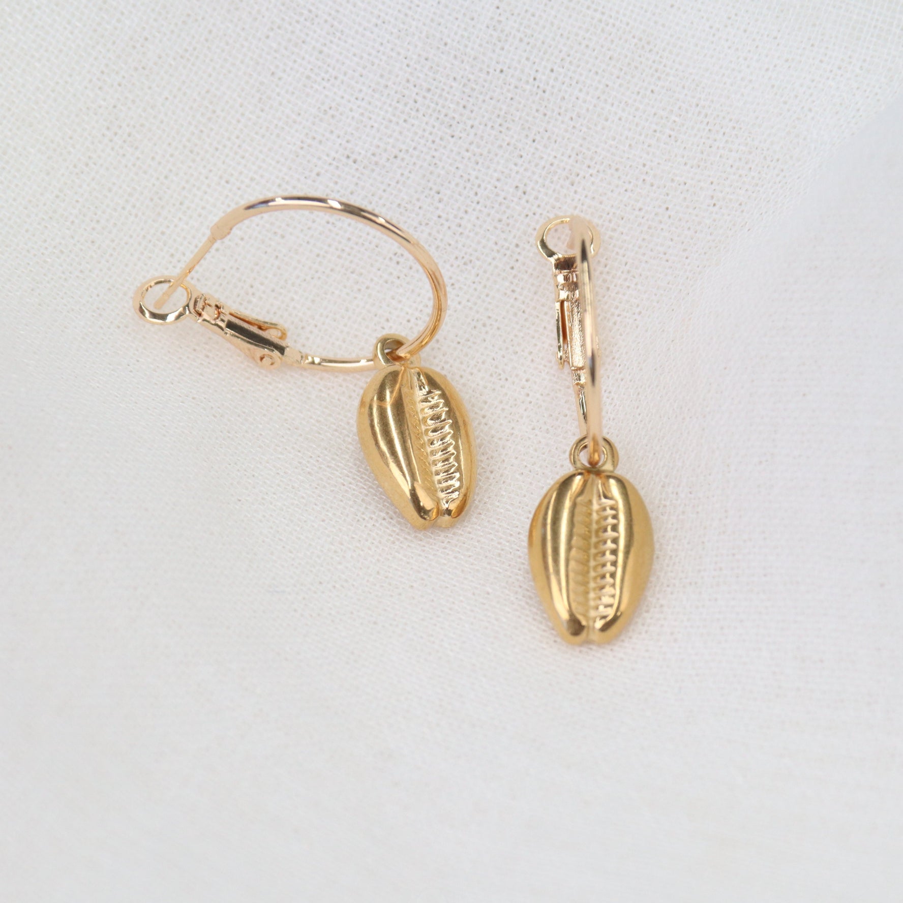 Sumbawa | Gold Plated or Stainless Steel Conch Shell Large Hoop Earrings