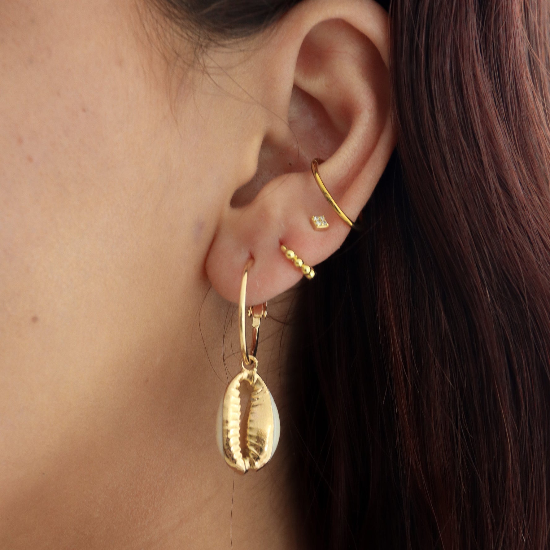 Sumbawa | Gold Plated or Stainless Steel Conch Shell Large Hoop Earrings