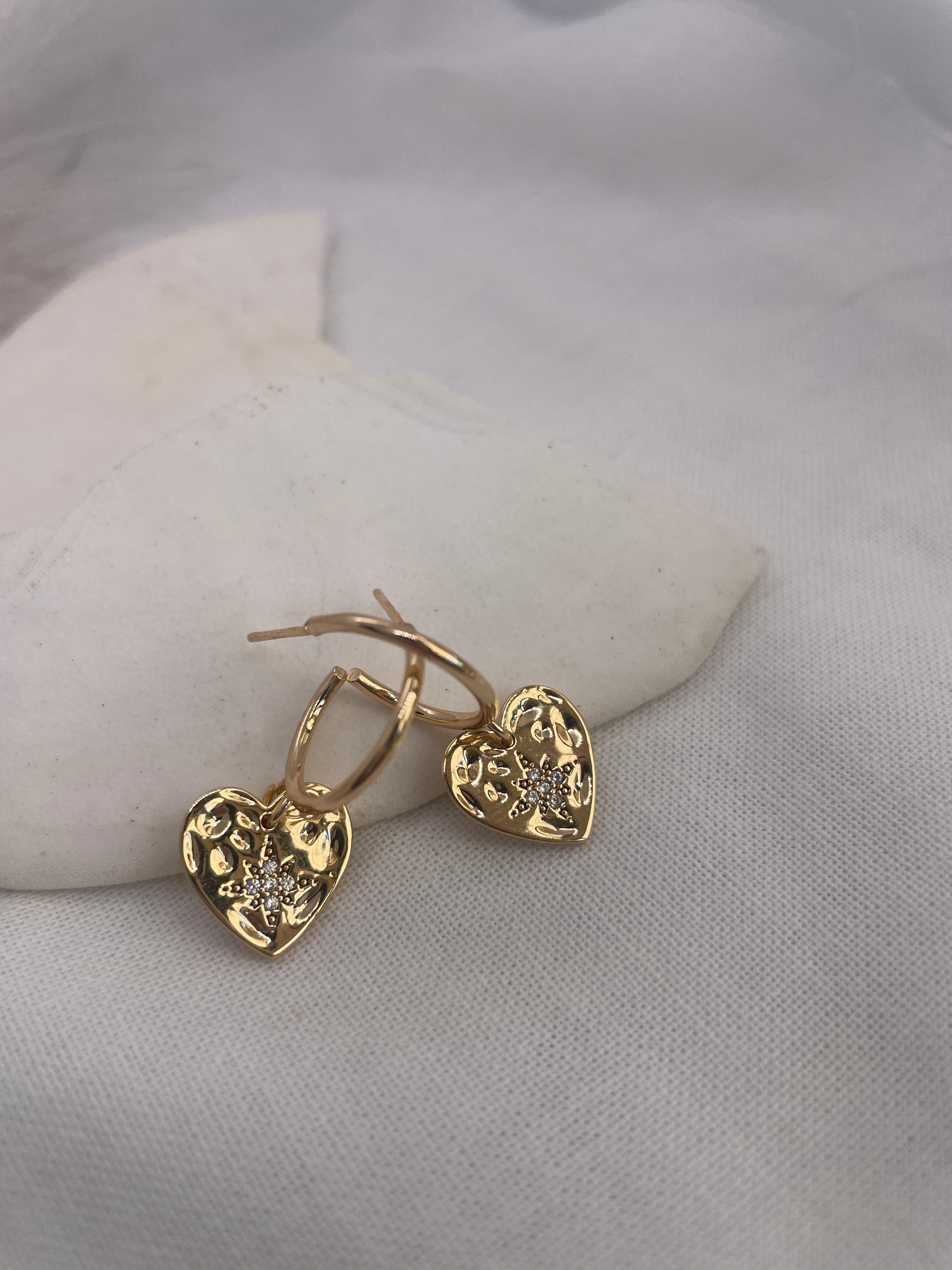 Vida | 24k Gold Plated Stud Hoops with Heart - Boheme Life Collection