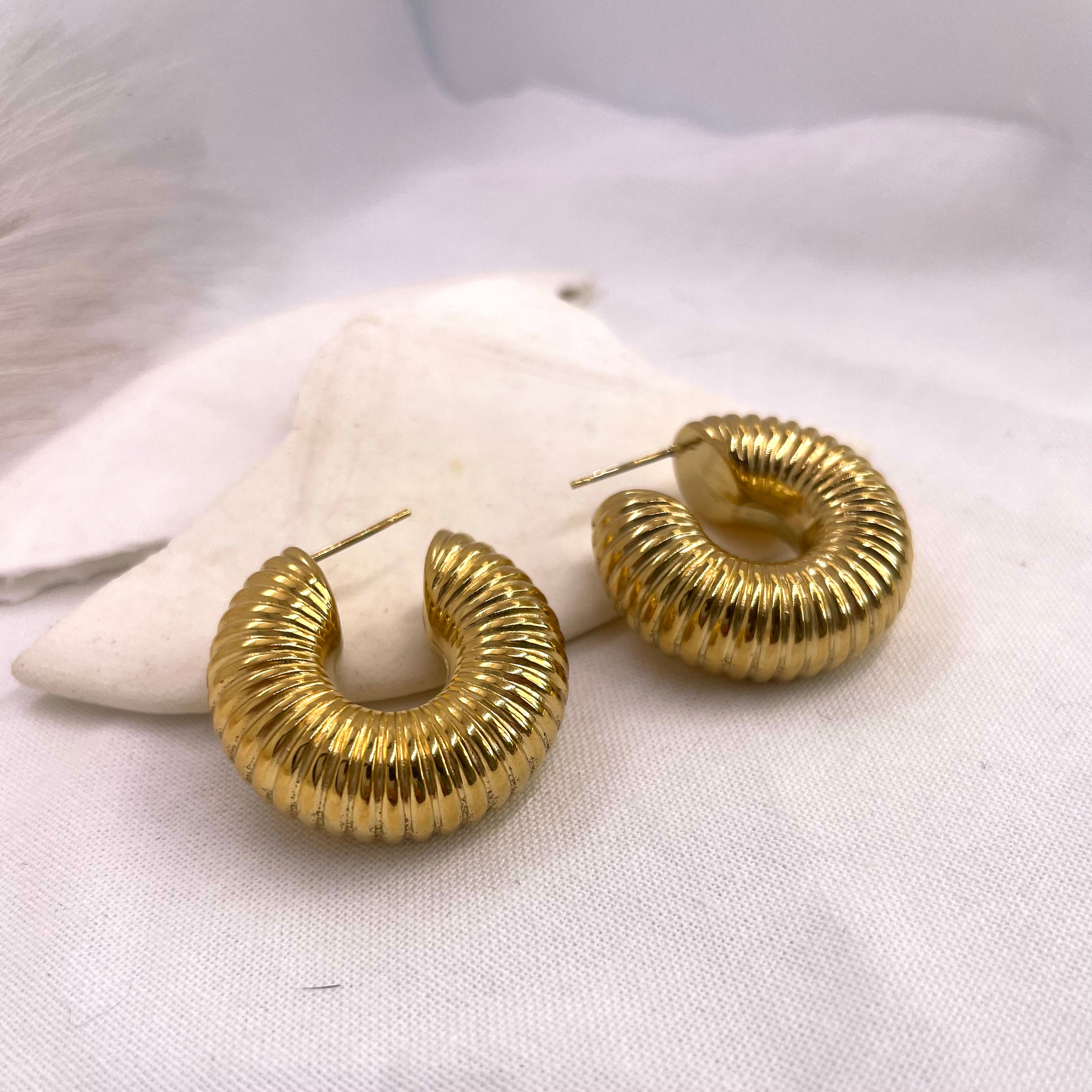 Lola | 18k Gold Textured Earrings - Boheme Life Collection