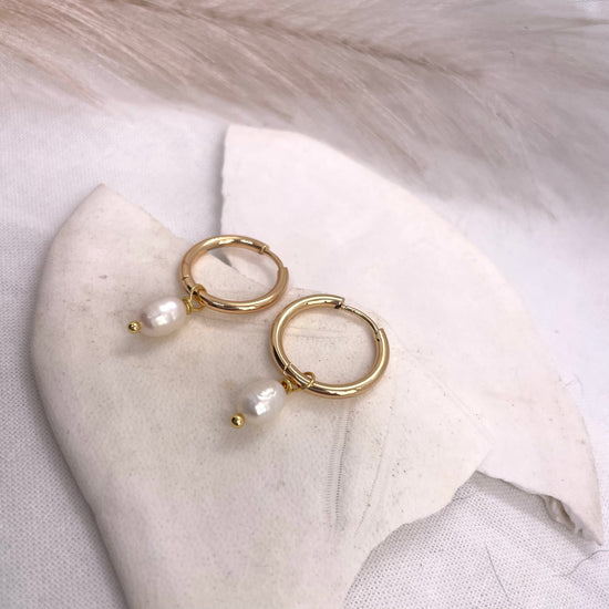 Ivory | Pearl Hoop Earrings - Boheme Life Collection