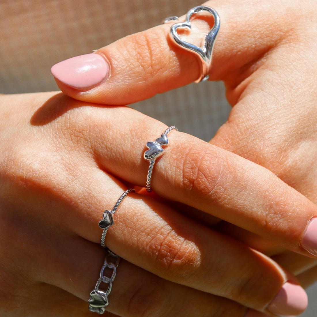 Entwined | Adjustable Double Heart Sterling Silver Ring - Boheme Life Collection