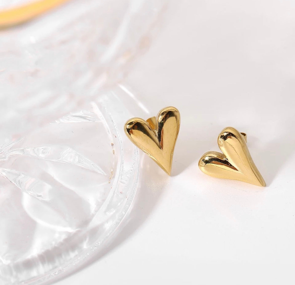 Amore | Elongated Heart Gold Studs - Boheme Life Collection