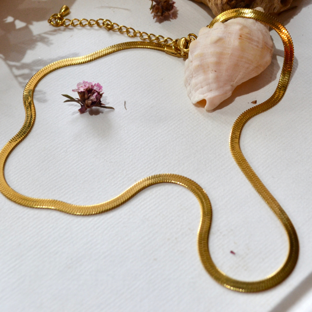 Nagini ~ 18k Gold Filled Herringbone Chain - Boheme Life Collection