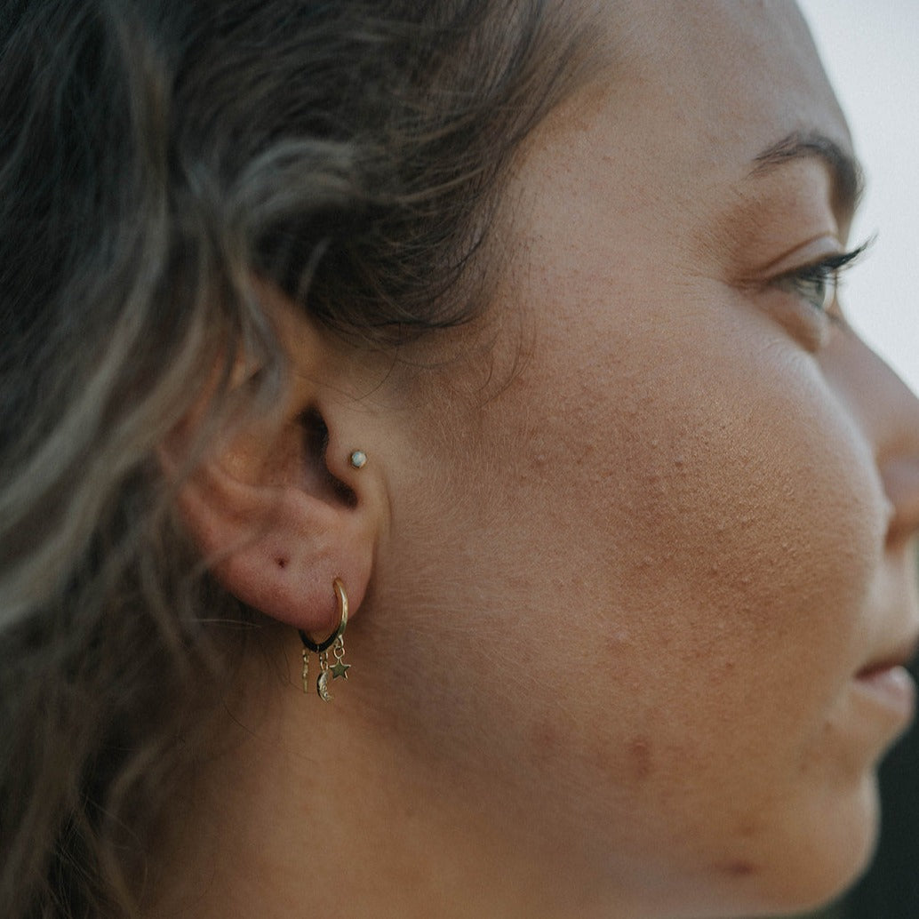 Luna | Charm Sterling Silver Gold Hoops - Boheme Life Collection