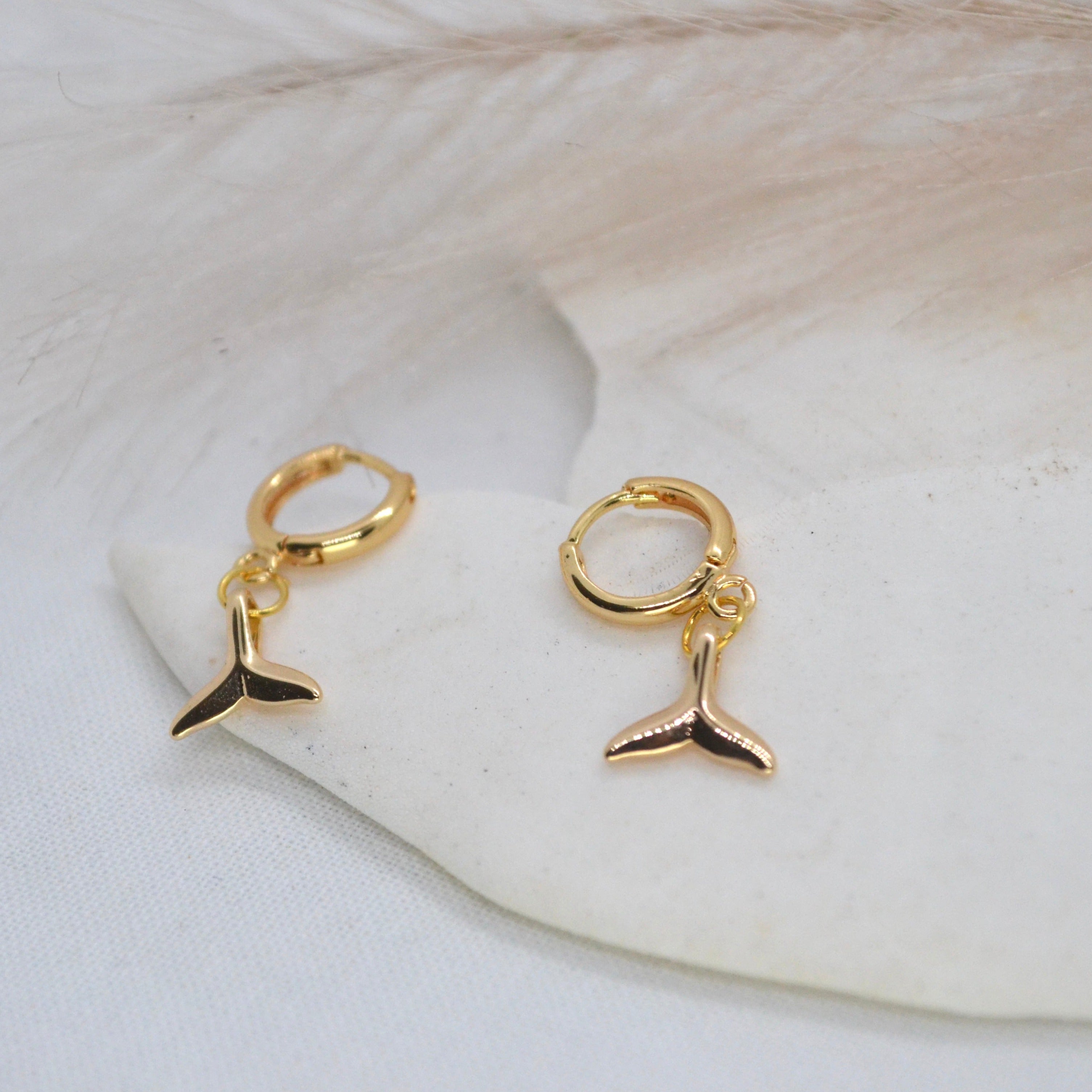Paus ~ Whale Tail Plated Hoops - Boheme Life Collection