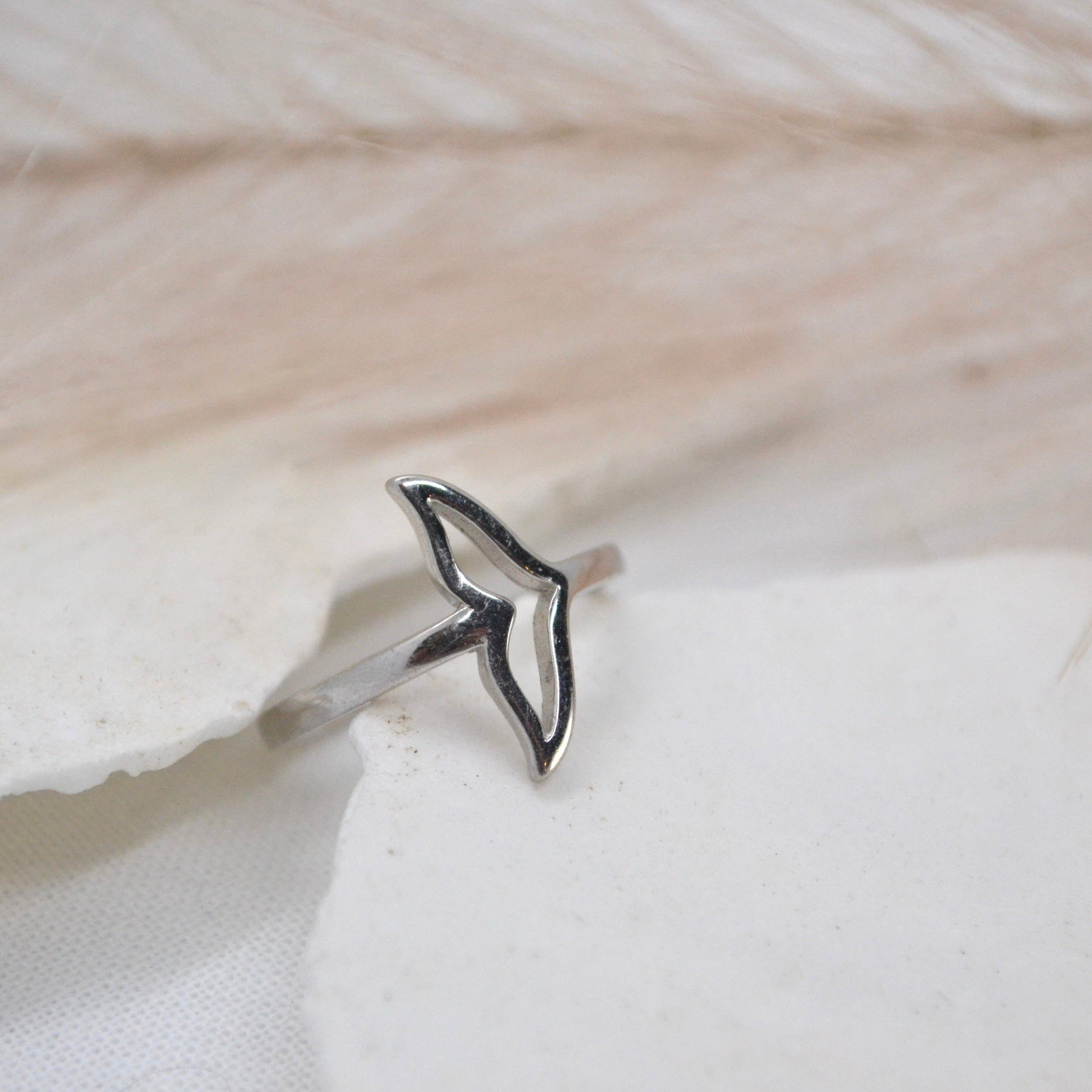 Praya ~ Adjustable Solid Sterling Silver Whale/Mermaid Tail Ring - Boheme Life Collection