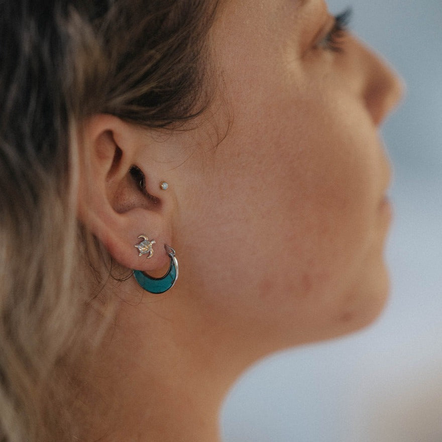 Canggu | Blue Turquoise Sterling Silver Hoop - Boheme Life Collection