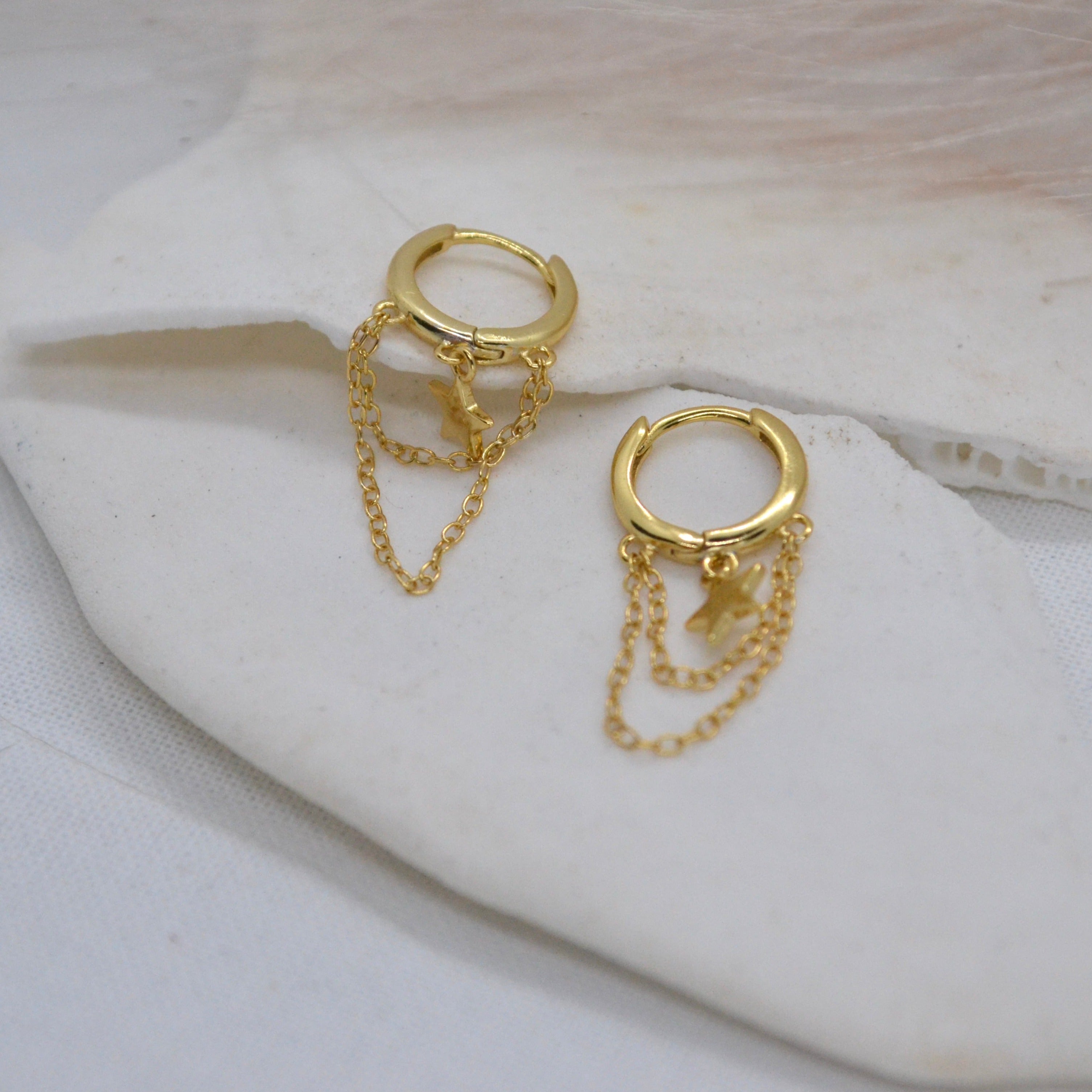 Loren | Charm Sterling Silver Gold Hoops - Boheme Life Collection