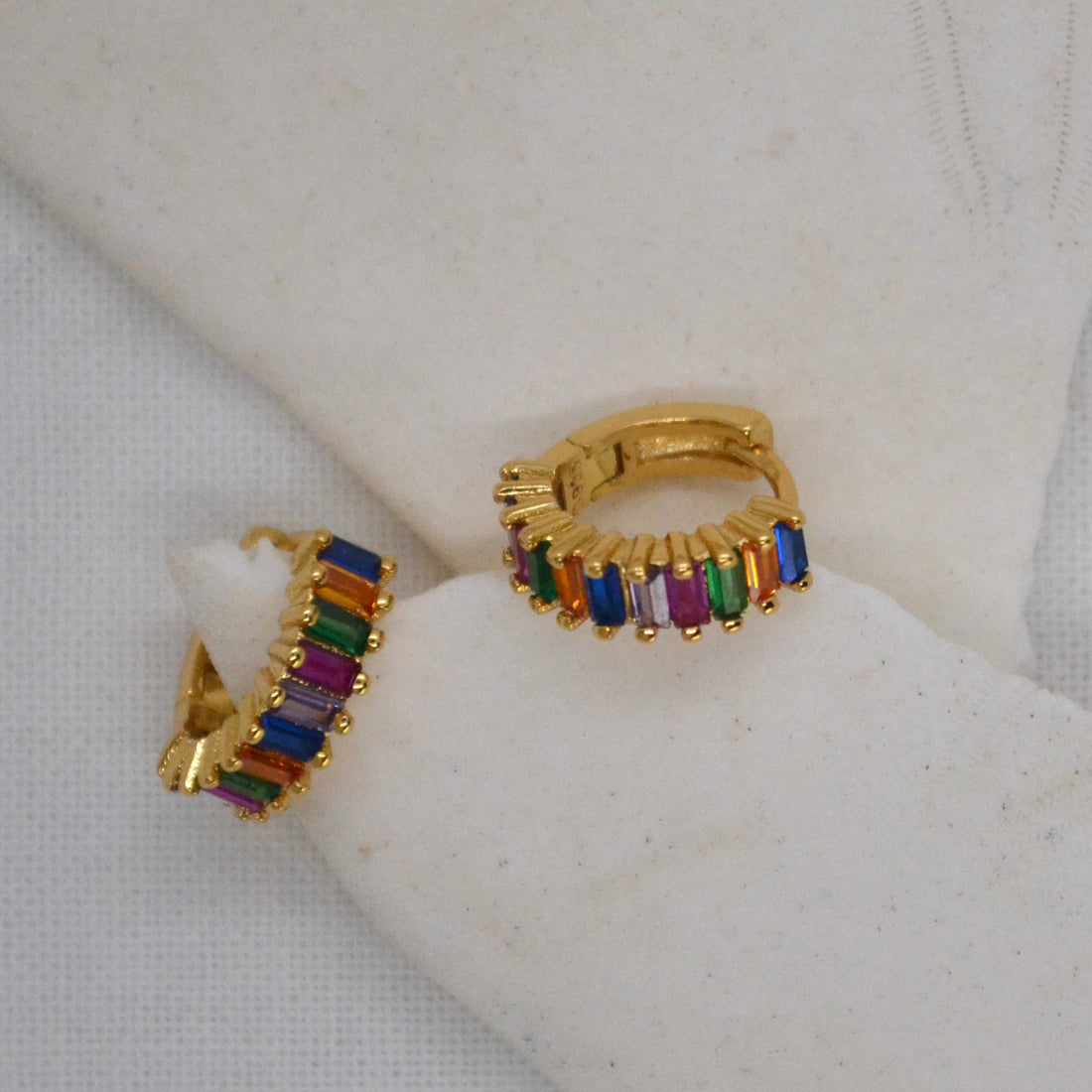 Belle | 18k Gold Rainbow Cubic Zirconia Earrings - Boheme Life Collection
