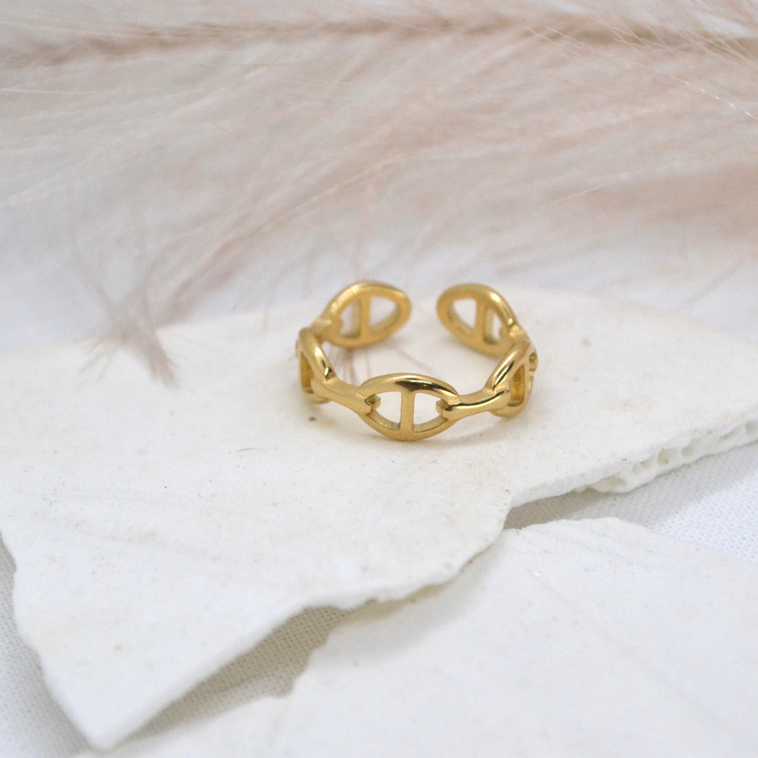 Joany - Gold Plated Link Adjustable Ring - Boheme Life Collection