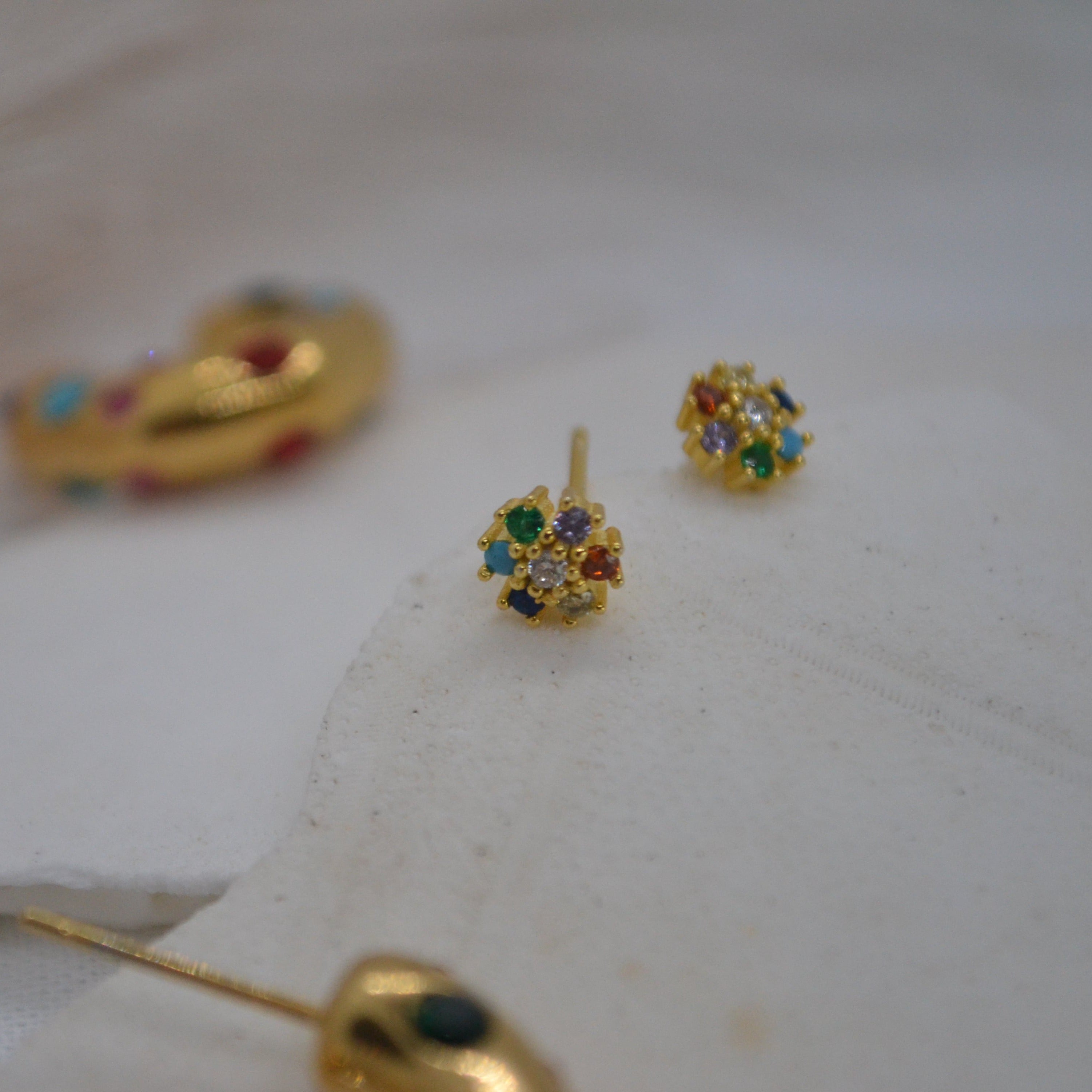 Bronte | Rainbow Sterling Silver Gold Studs - Boheme Life Collection